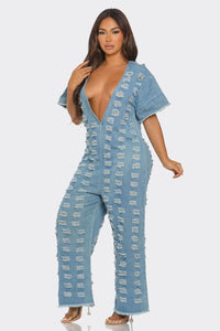 MORGAN DENIM JUMPSUIT