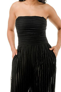 Cheyenne Fringe Strapless Jumpsuit