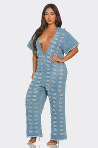 MORGAN DENIM JUMPSUIT