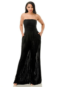 Cheyenne Fringe Strapless Jumpsuit