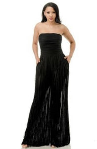 Cheyenne Fringe Strapless Jumpsuit